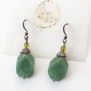 Southwestern bohemian vibe jade look faceted stone drop style earring from R.S.
